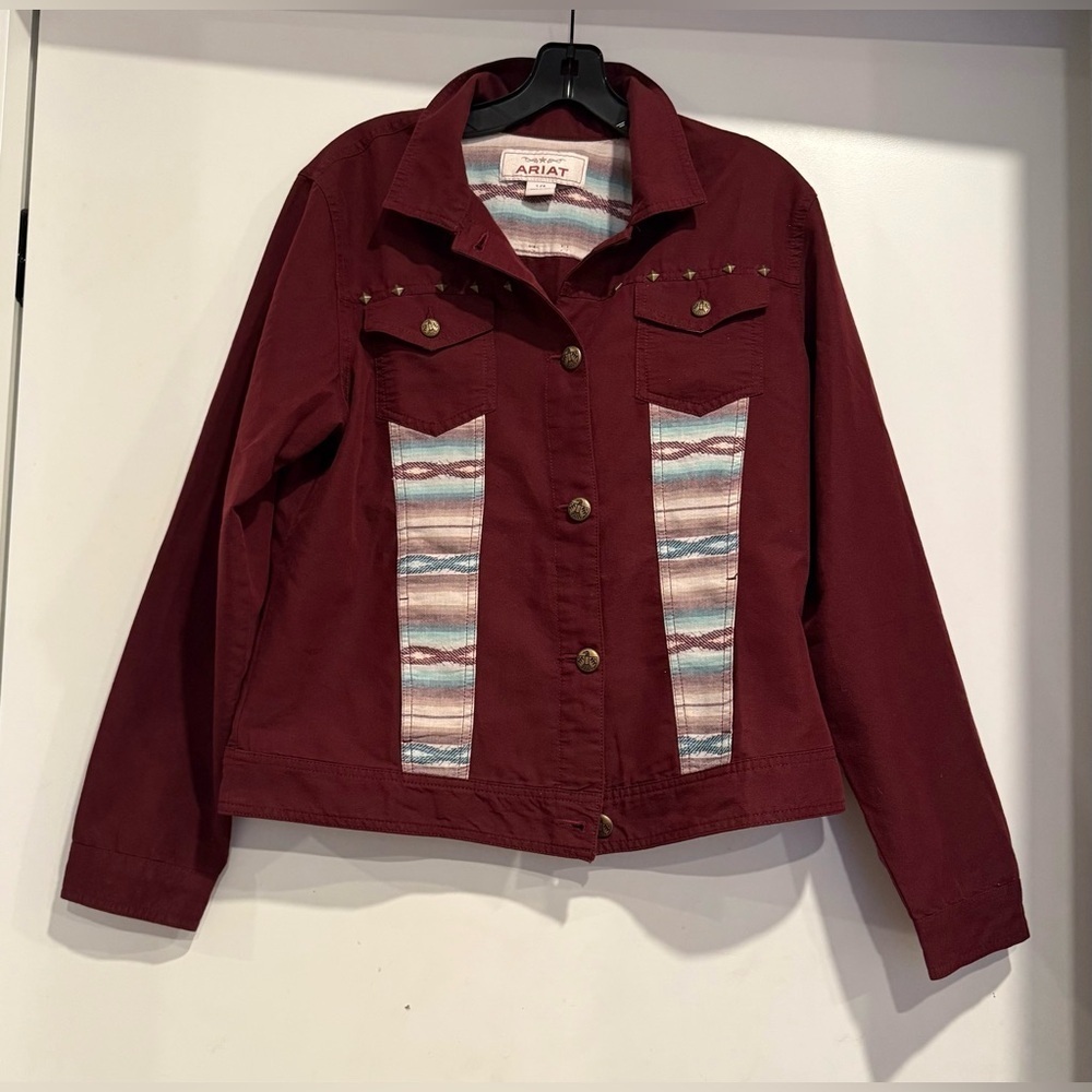 Ariat La Madre Jacket Berry Bark Aztec print Button Front Western Size L - Picture 2 of 5